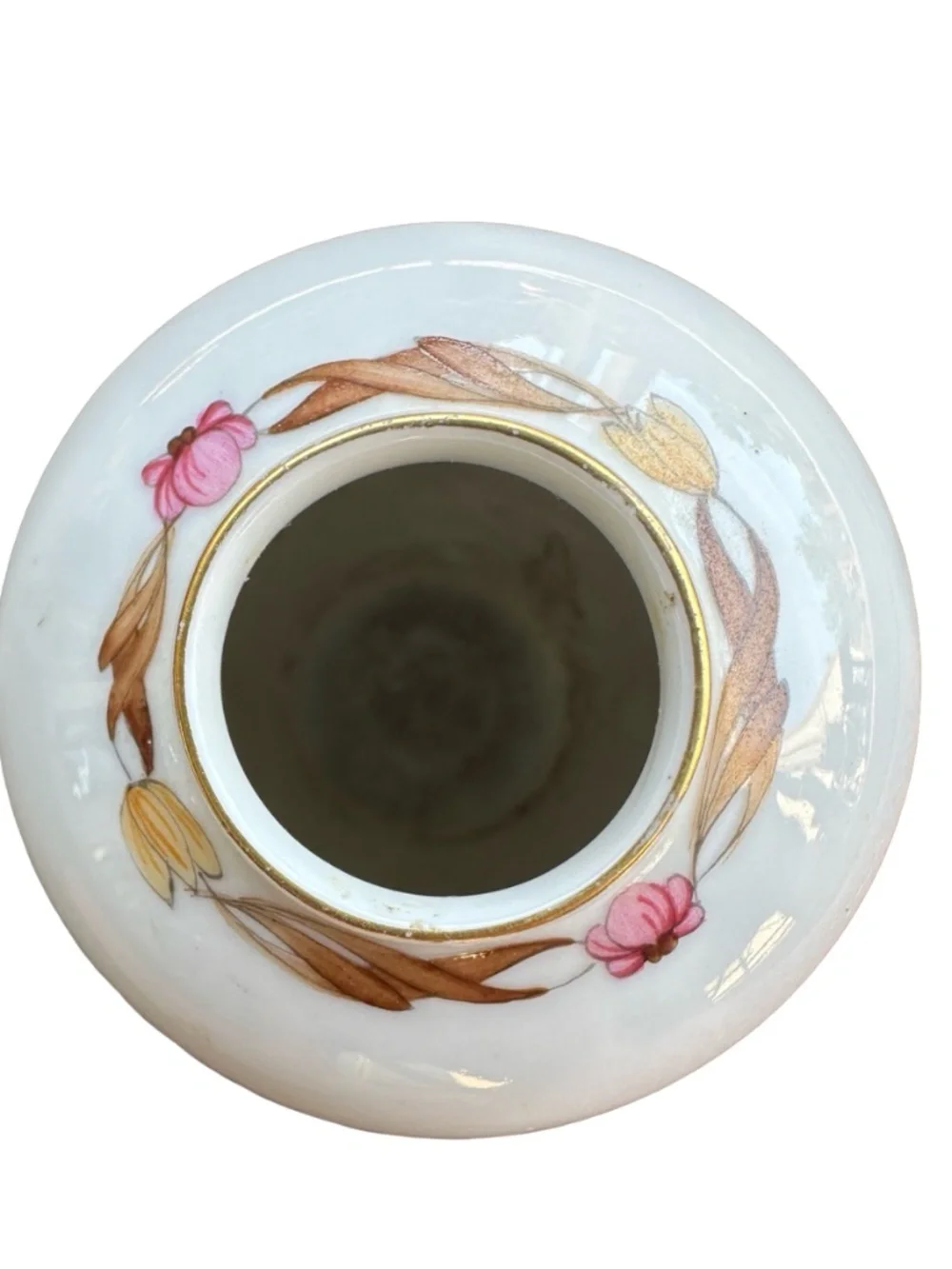HOLLOHAZA Vintage White Porcelain Vase 4” Hand Painted Floral Hungary